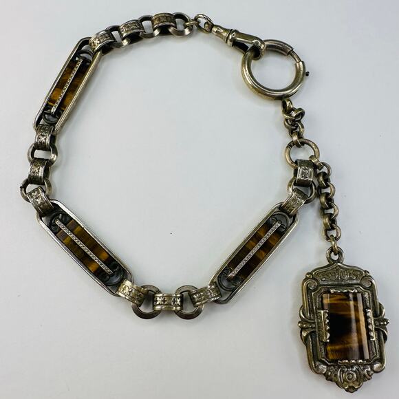Vintage Victorian Watch Fob Chain with Decorative Locket - Picture 1 of 9